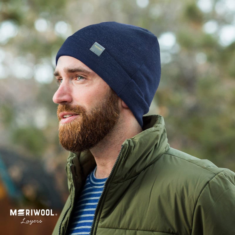 MERIWOOL Unisex Merino Wool Cuff Beanie Winter Hat for Men and Women Khaki - Image 4